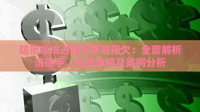 防范非法占有与恶意拖欠：全面解析法律手、应对策略及案例分析