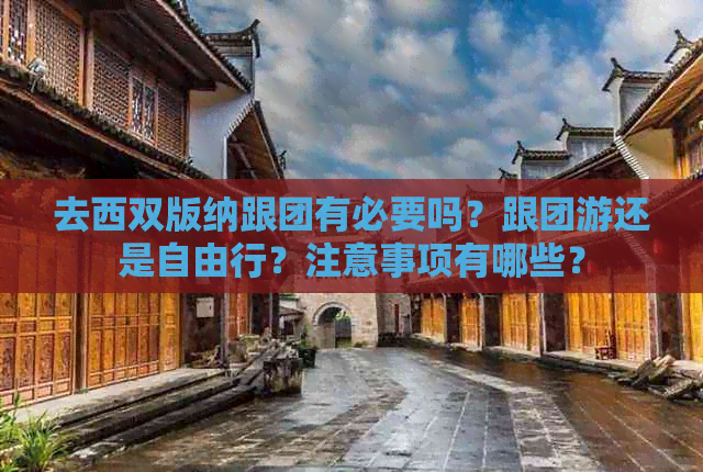 去西双版纳跟团有必要吗？跟团游还是自由行？注意事项有哪些？