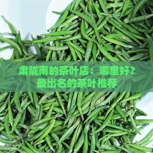 肃陇南的茶叶店：哪里好？最出名的茶叶推荐