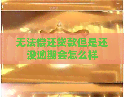 无法偿还贷款但是还没逾期会怎么样