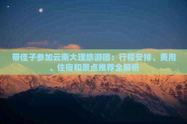 带侄子参加云南大理旅游团：行程安排、费用、住宿和景点推荐全解析