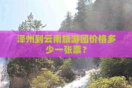 泽州到云南旅游团价格多少一张票？