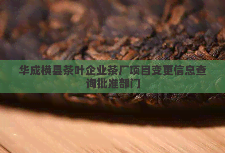 华成横县茶叶企业茶厂项目变更信息查询批准部门