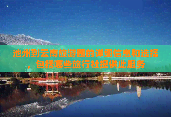 池州到云南旅游团的详细信息和选择，包括哪些旅行社提供此服务