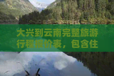大兴到云南完整旅     程报价表，包含住宿、交通、景点等全方位详细费用解析