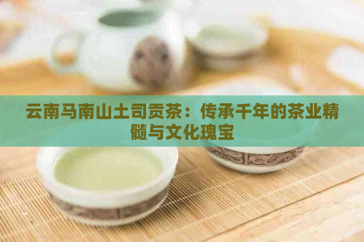 云南马南山土司贡茶：传承千年的茶业精髓与文化瑰宝