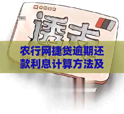 农行网捷贷逾期还款利息计算方法及解决方案