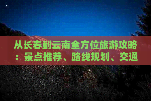 从长春到云南全方位旅游攻略：景点推荐、路线规划、交通指南及必备物品一览