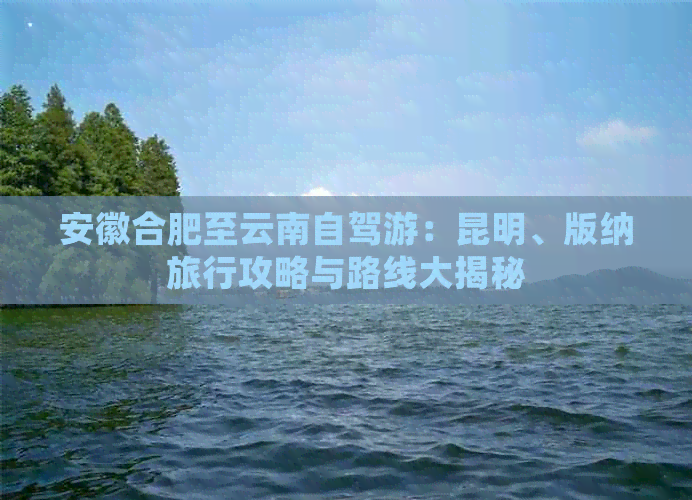 安徽合肥至云南自驾游：昆明、版纳旅行攻略与路线大揭秘