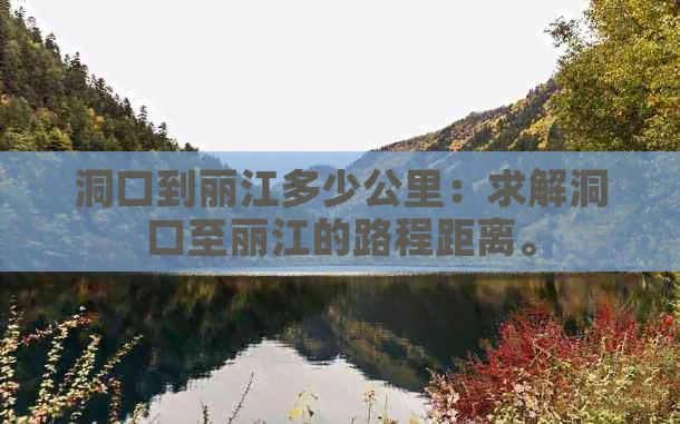 洞口到丽江多少公里：求解洞口至丽江的路程距离。