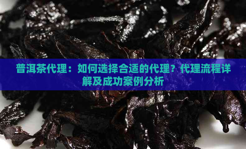 普洱茶代理：如何选择合适的代理？代理流程详解及成功案例分析