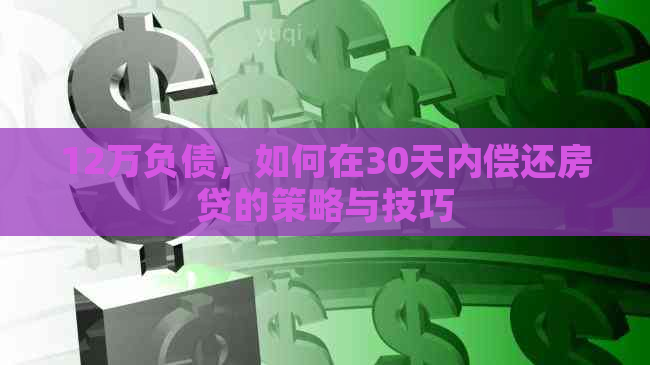 12万负债，如何在30天内偿还房贷的策略与技巧