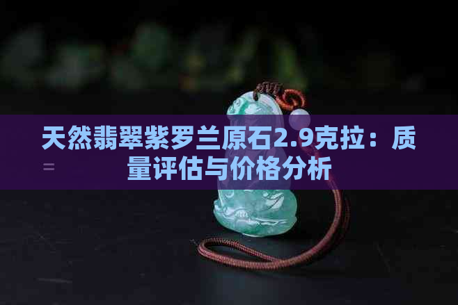 天然翡翠紫罗兰原石2.9克拉：质量评估与价格分析