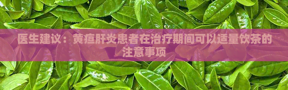 医生建议：黄疸肝炎患者在治疗期间可以适量饮茶的注意事项